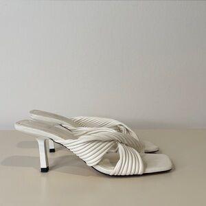 Zara White Strappy Kitten Heel Sandals